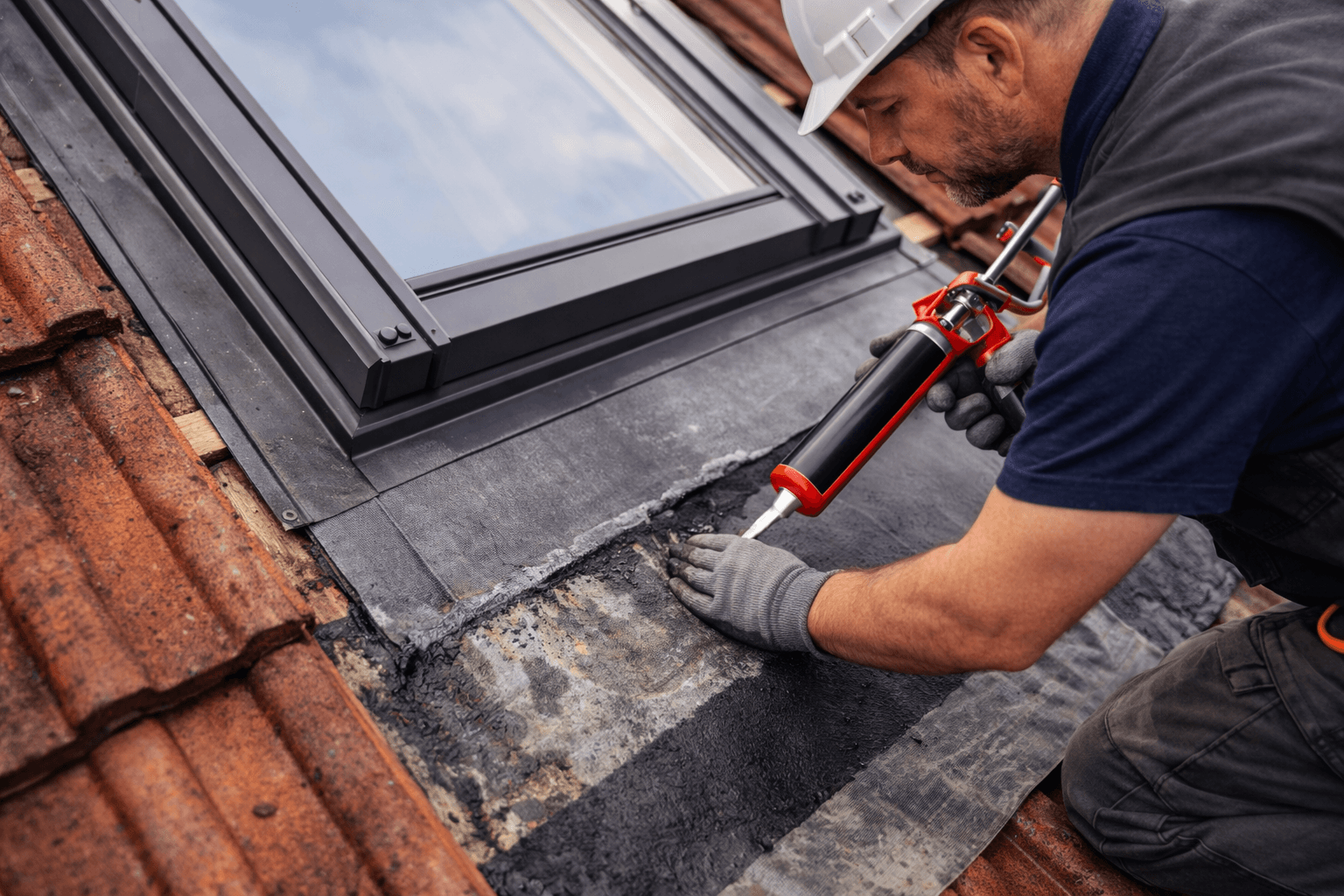 Intervention de réparation autour d'un Velux